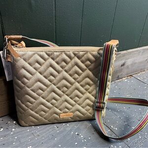 Consuela Gold Quilted Crossbody Bag